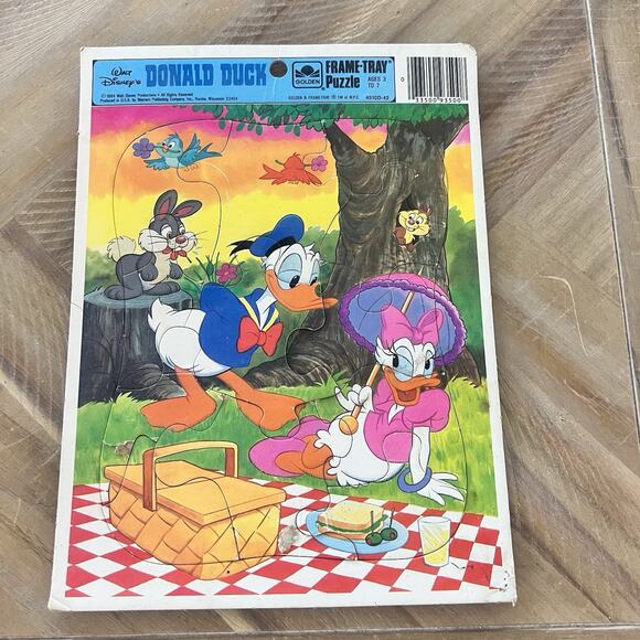 Disney Donald Daisy Duck Golden Frame Tray Puzzle Vintage 1984 - Picture 1 of 3